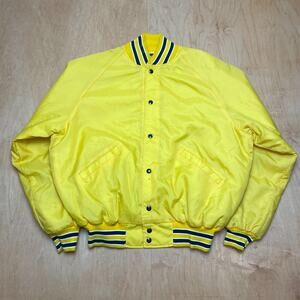 Vintage Butwin Made in USA XL Solid Yellow Long Sleeve Full Button Satin Jacket